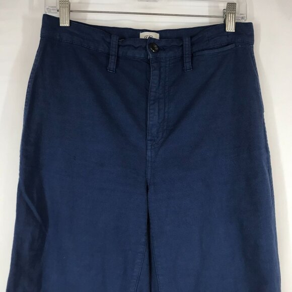 J. CREW - WOMEN'S 27 - NAVY COTTON BLEND SLIM WIDE LEG CROP PANTS - Picture 2 of 8